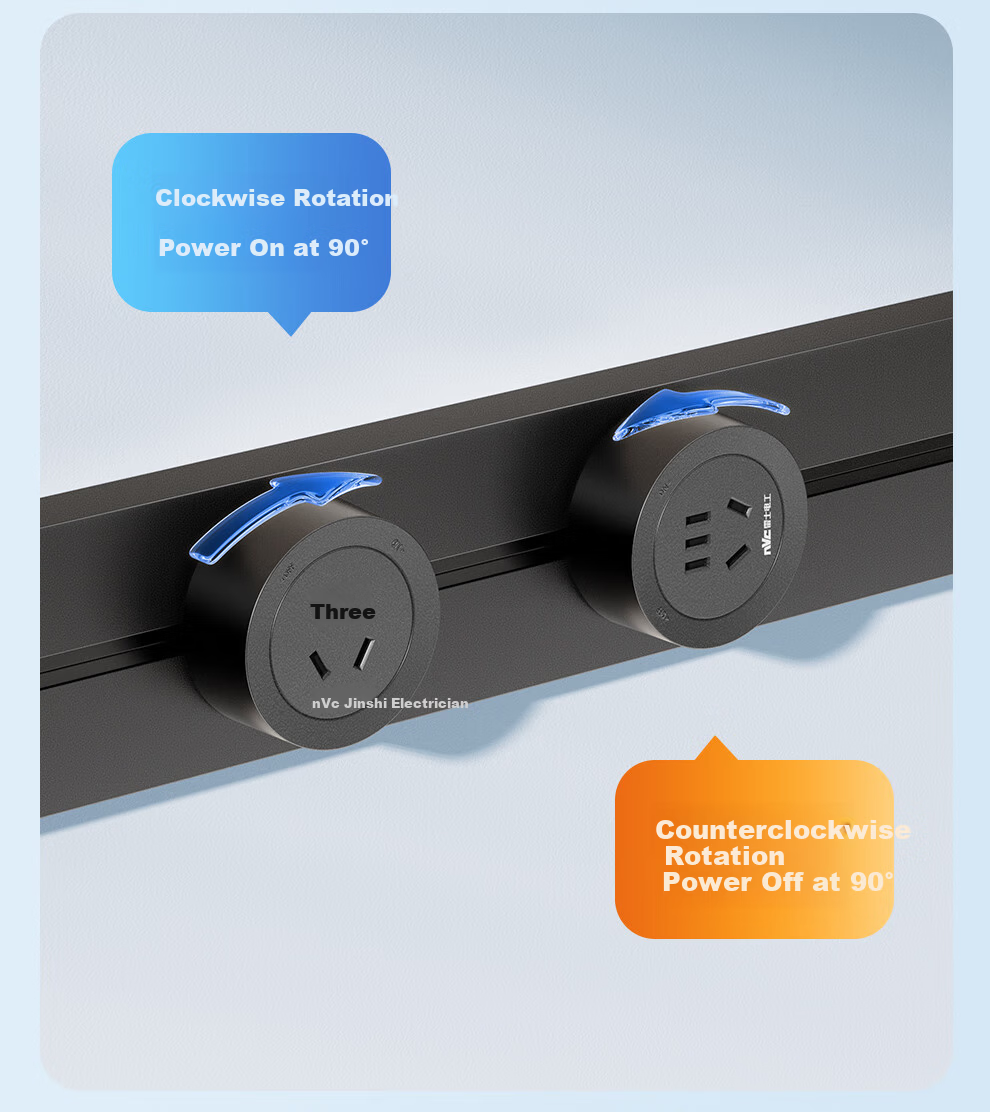 NVC Lighting Track Socket Surface Mounted No-Drill Wall-Mounted Movable Wall Rail Socket 80cm + Four 5-Hole Outlets White 8