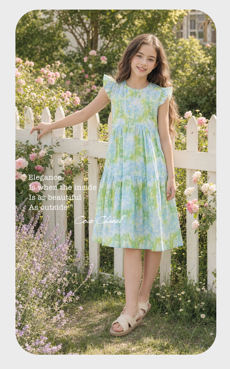 Disney Girls Summer Dress Cotton Princess Dress for Older Children 1A148 Dreamy Blue Size 130 7