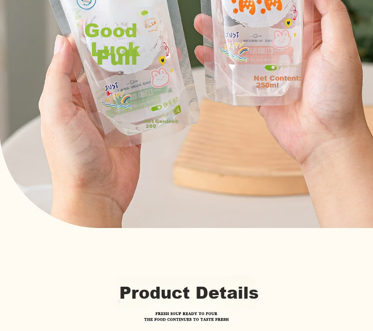 Edo Disposable Spout Bags for Soy Milk and Milk Tea, Beverage Sealing Bags, Portable Herbal Bags 300ml*30 with Free Funnel 6