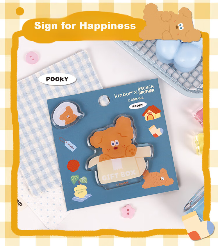 Kinbor Xbrunch Brother Collaboration Cute Dog Resin Acrylic Refrigerator Magnet Strong Magnetic Creative Cartoon DIY Message Sticker - Charlie Dream Factory 11
