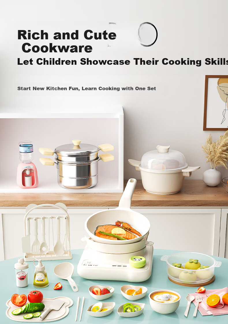 Lixiang Mini Kitchen Real Cooking Set Maifan Stone Cookware Kids Boys Girls Birthday Cooking Toy 9