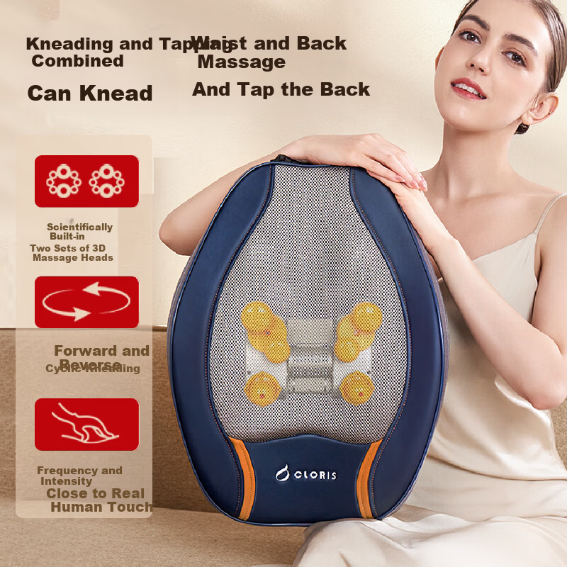 CLORIS Waist Massager Lumbar Spine Massage Cushion Back Massager Kneading Heat Therapy Lumbar Muscle Strain Massager Gift for Parents and Wife E830B