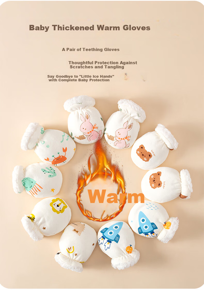 JOYNCLEON Baby Gloves Newborn Anti-Scratch Face Protection Autumn Winter Thickened Fleece Teething Gloves Jyf201007 1