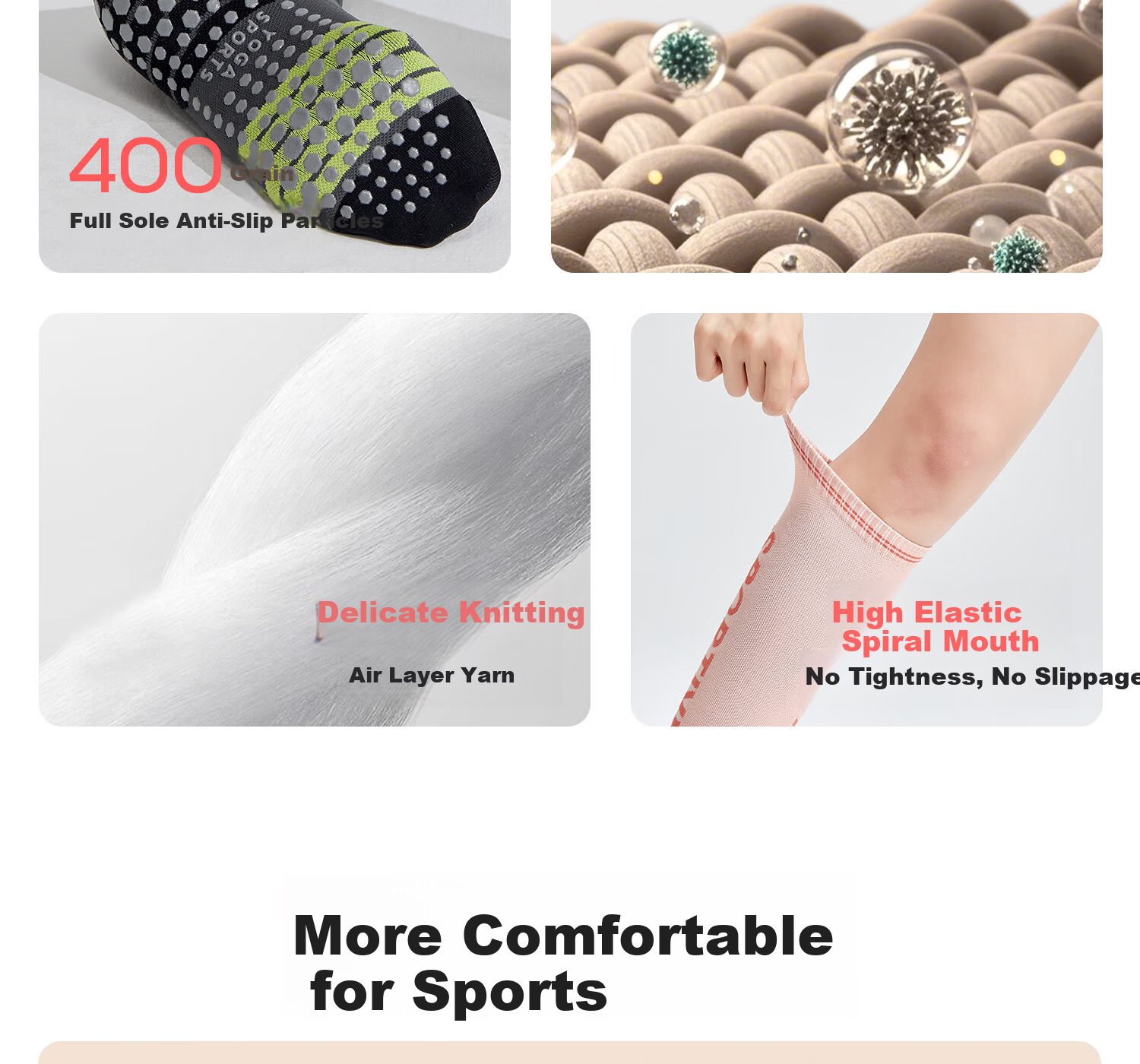 Yottoy Pressure Socks Calf Sleeves Non-Slip Running Sports Compression Socks Professional Women's Long Yoga Socks Bone Porcelain White 3