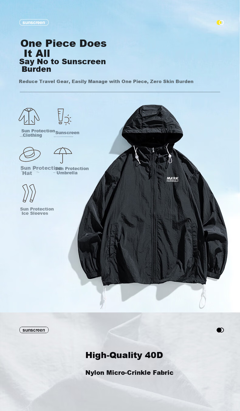 FAIRWHALE Men's Summer Ice Silk Breathable Sunscreen Jacket Outdoor Lightweight UV Protection Skin Jacket Cement Gray L 3