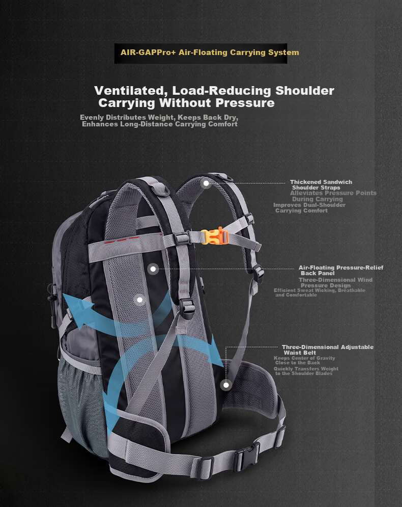 JEEP Men's Backpack Outdoor Professional Hiking Mountaineering Multifunctional Large Capacity Lightweight Water-Resistant Travel Bag 4