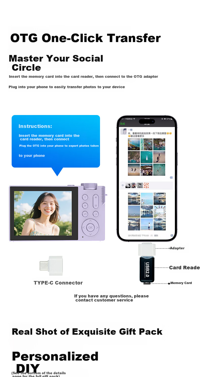 HYUNDAI Modern CCD Digital Camera Vlog Photography Travel Camera Student Entry-Level Dual Screen Selfie Cream White 32GB 13
