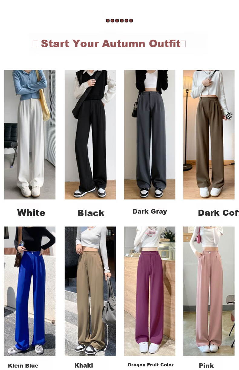 LangSha Women's Suit Pants Spring Autumn 2025 New Draped Casual Versatile Office Workwear Slim Straight Wide-Leg Trousers 3