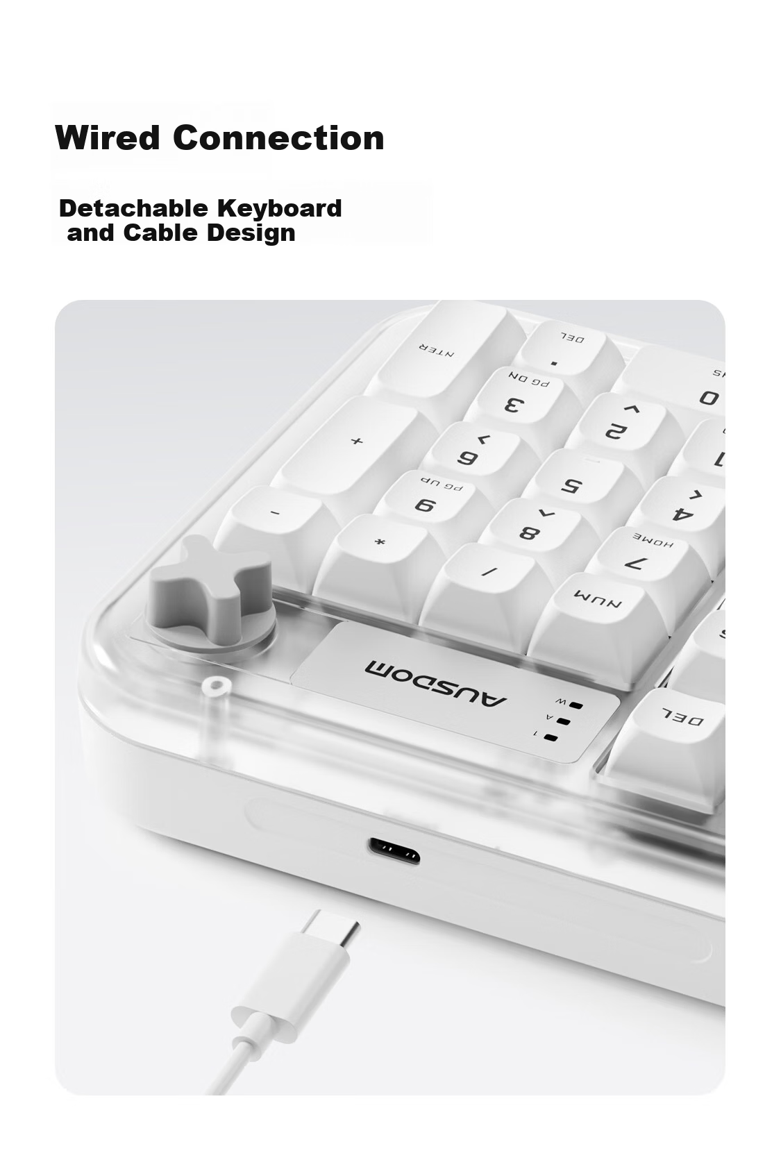 AUSDOM K98 Wired 98-Key Mechanical Feel Silent Keyboard with Volume Knob Backlit Office Gaming E-Sports Computer Keyboard Amber White Compatible with Laptop 5