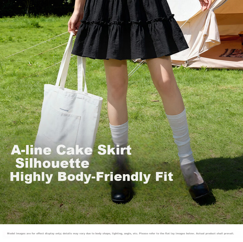 Baleno Women's Cake A-Line Skirt 2026 Summer New Pear-Shaped Slimming High-Waist Flared Fashion Mini Skirt 3