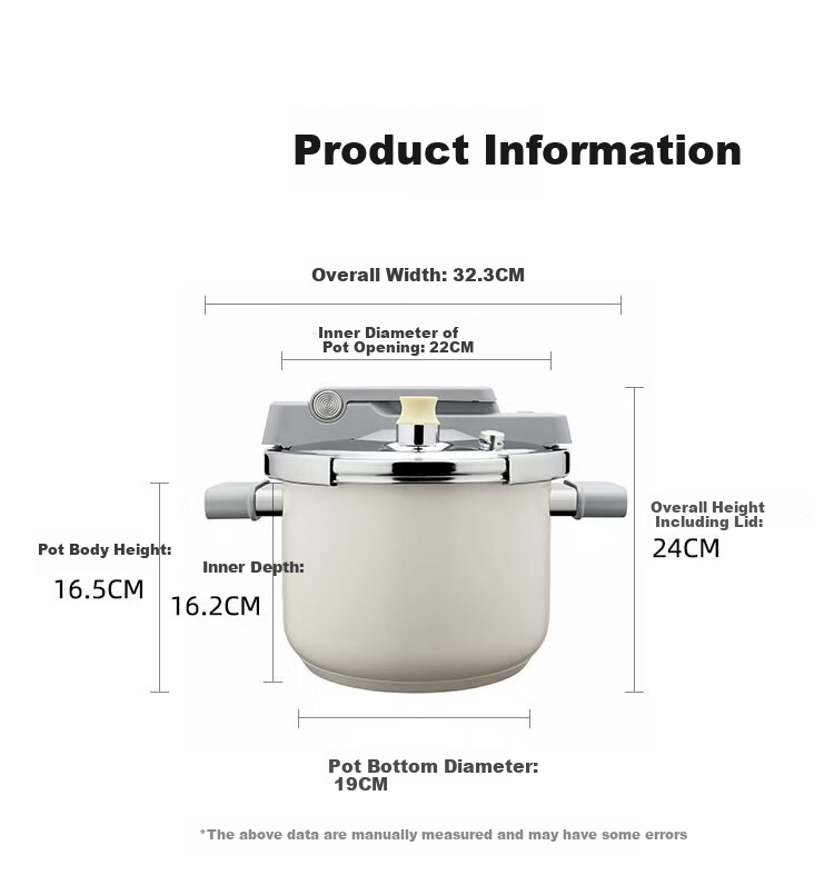 JD Jingzao High Pressure Cooker Pressure Pot Food Grade 316 Stainless Steel Multi-Safety Explosion-Proof 6L Large Capacity Stove Compatible 22cm 17