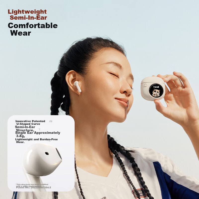 Edifier Huazai Paipai Semi-In-Ear Bluetooth Earphones DIY Touchscreen Upgraded Bluetooth 6.0 32H Long Battery Life Compatible with Apple Huawei Xiaomi Earth Brown