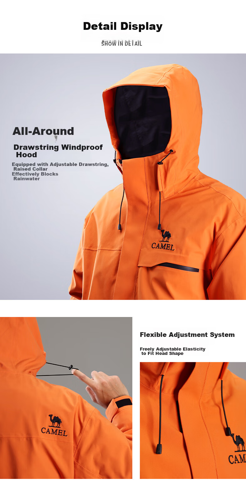 CAMEL [Zhuifengzhe Single Charge] Outdoor Water Play Windproof Breathable Couple Hiking Jacket W34CATG603B 11