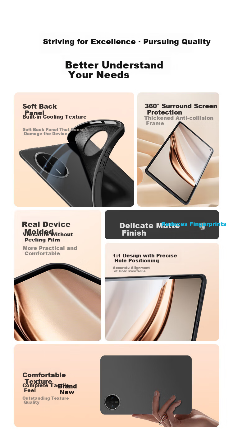 Coolerfun Huawei MatePad Mini 8.8 Inch Protective Case TPU Silicone Matte Skin-Friendly Anti-Bend Lightweight Black 3