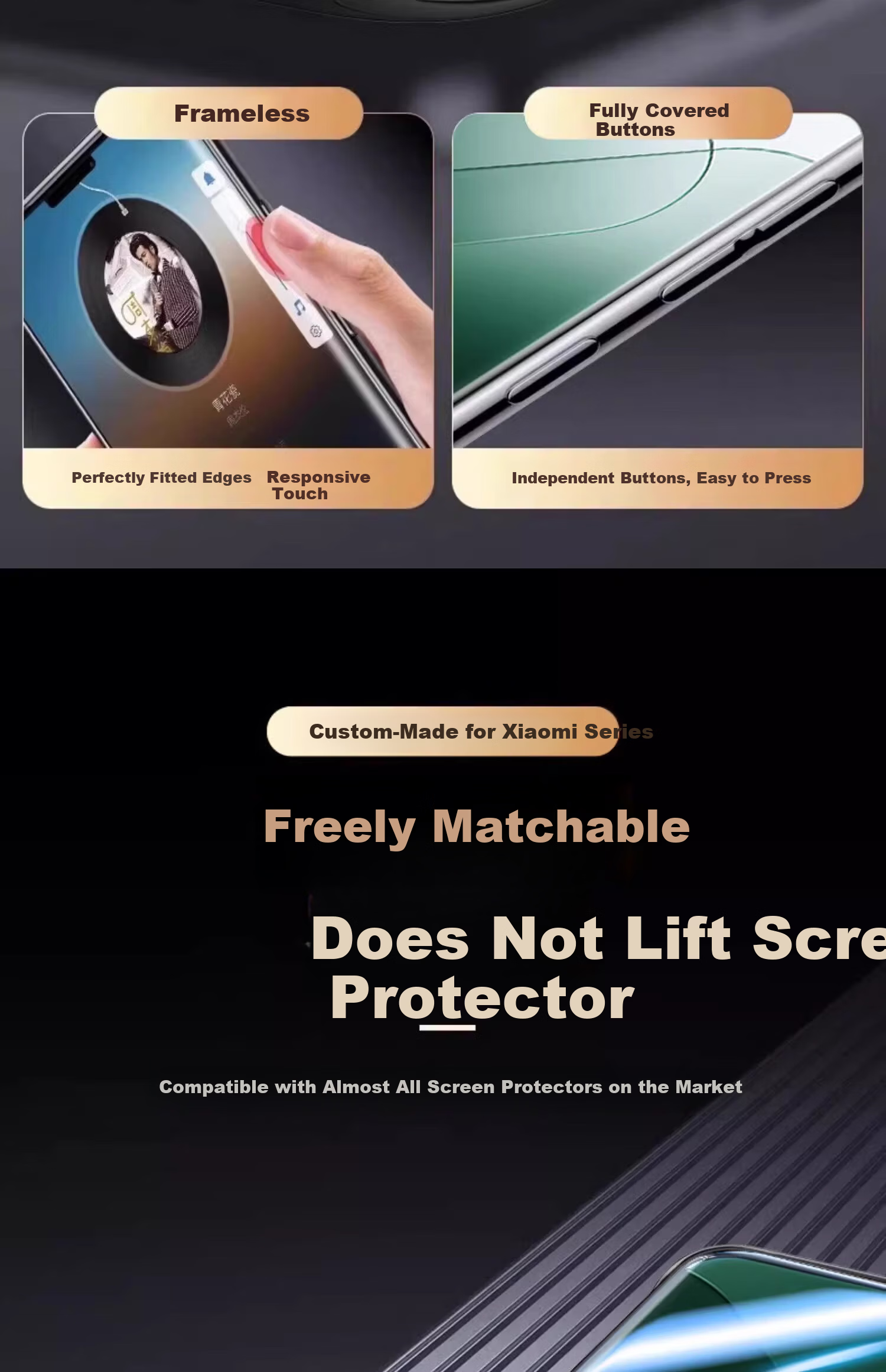 Hongzhuo Xiaomi 14 Case Ultra-Thin Transparent Shockproof Protective Cover with Electroplated Borderless Design Heat Dissipation Luxury Full Coverage HD Lens Simple Unisex Graphite Black 7