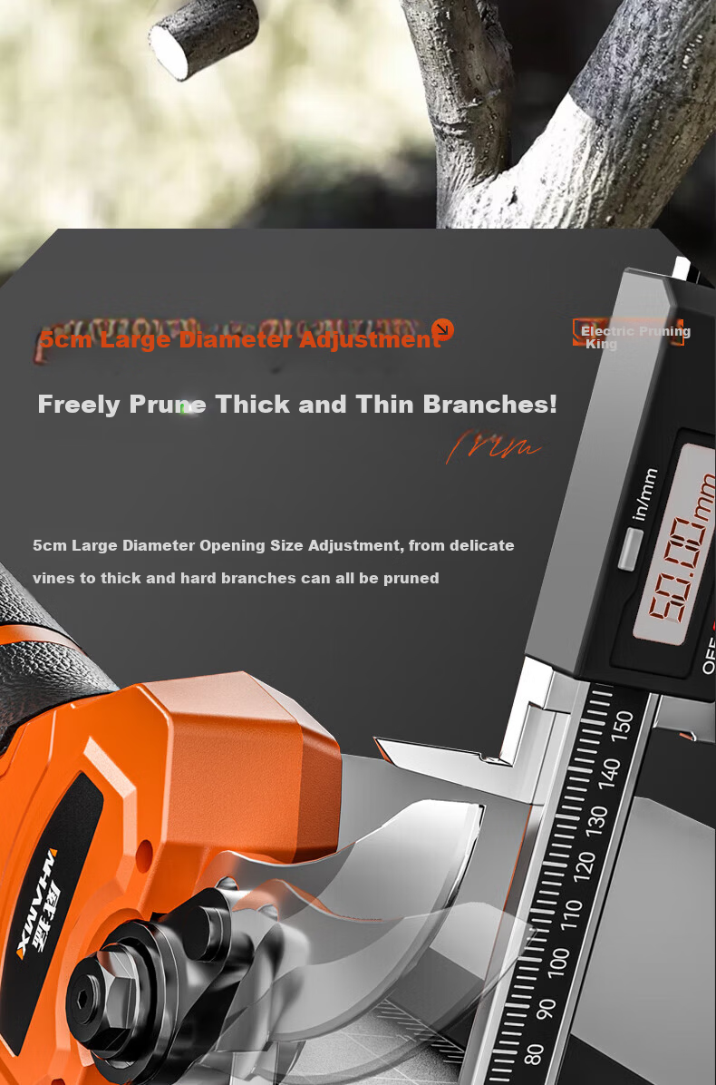 Weimeng Electric Pruning Shears Cordless Garden Branch Cutter Fruit Tree Pruner Gardening Scissors 17