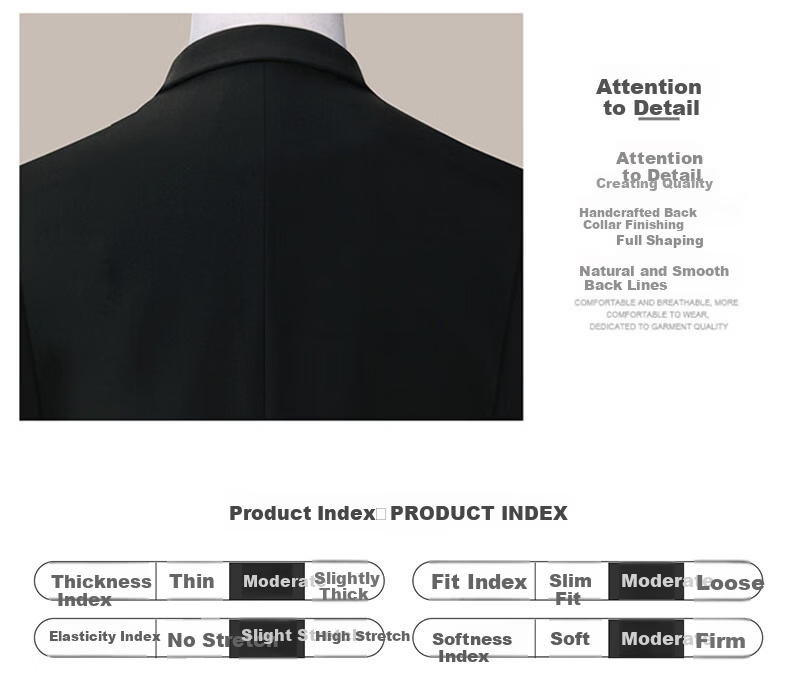 ROMON Men's Business Slim Fit Suit Jacket Formal Wedding Groom Navy Blue L 9