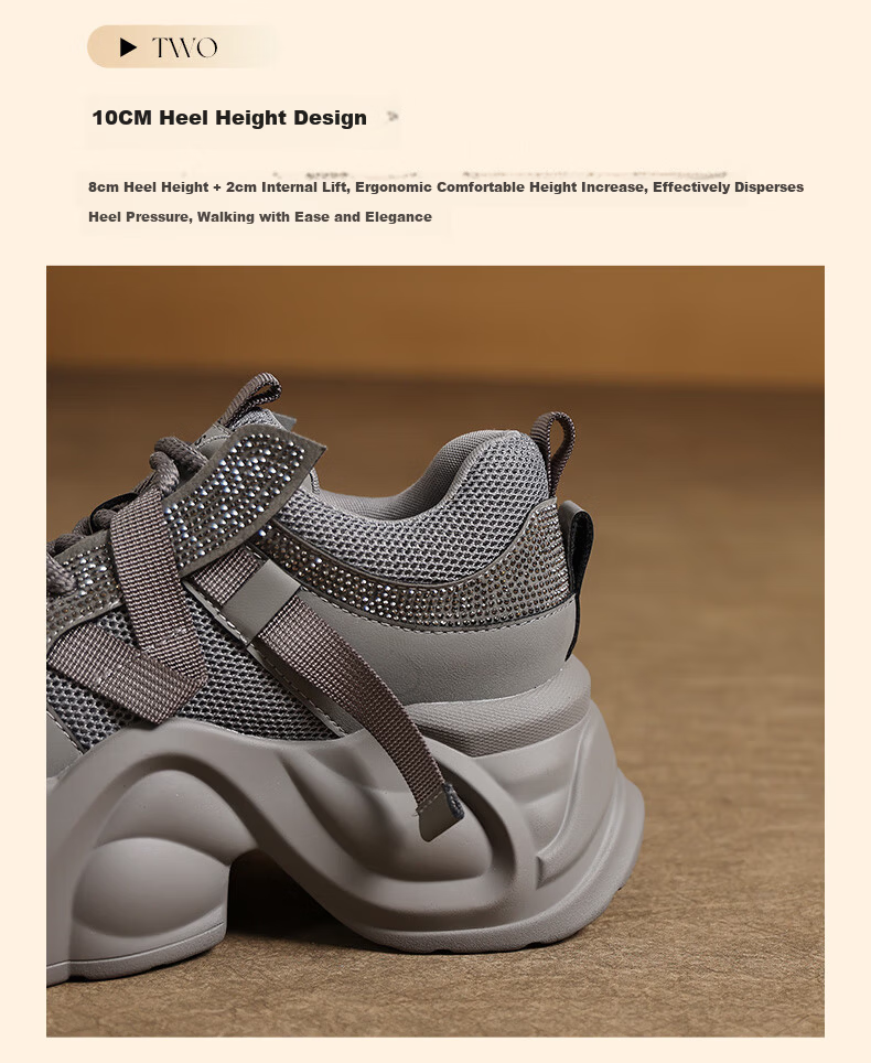 MULINSEN Women's Soft Sole Comfortable Thick Sole Height Increasing Dad Sneakers Lightweight Casual Sports Shoes Gray Size 37 15
