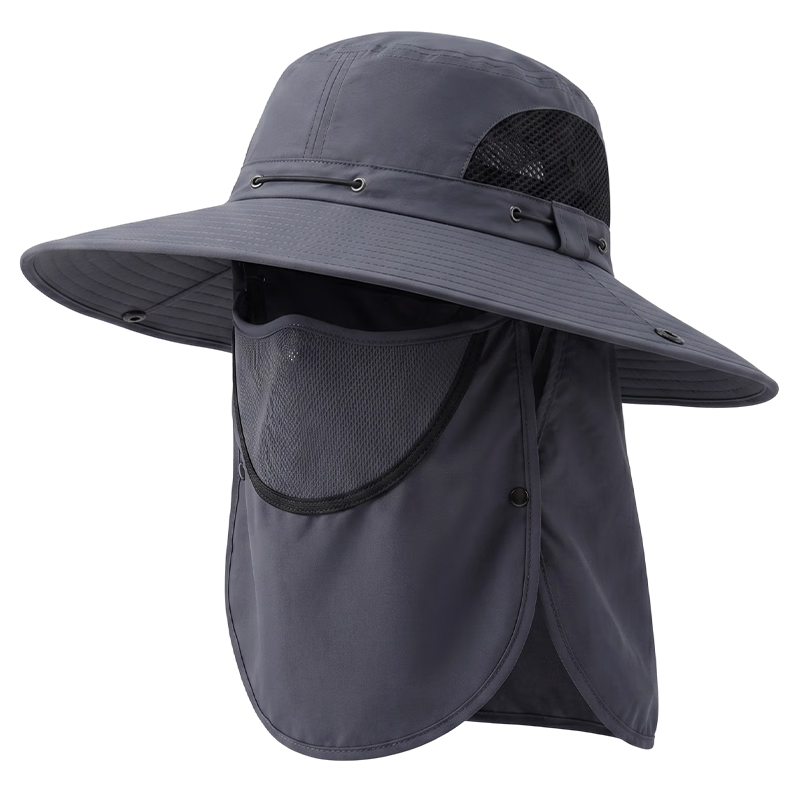 Suncojia Sun Protection Hat, Summer Full Face Mask, UV-Resistant, Men's Fishing Hat, Sun-Shading, Foldable, Outdoor Hiking Cap