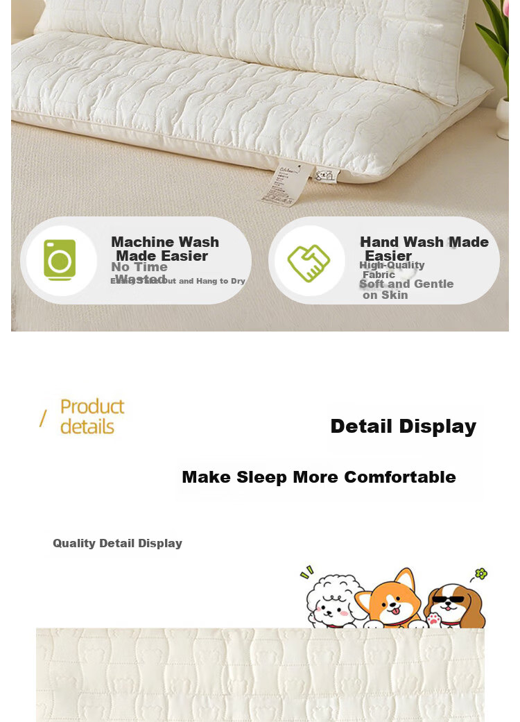 Ranpai Children's Pillow, Cervical Spine Protection, Deep Sleep, Nap, Student Pillow, Beige, for Ages 4-16, 40*60cm 13