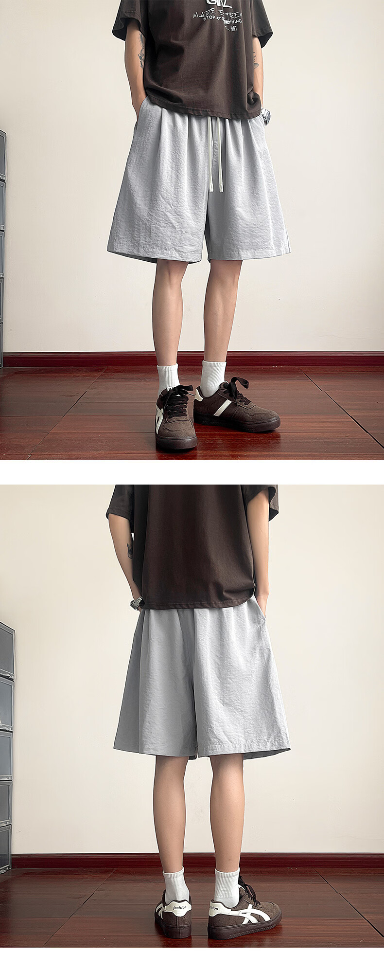 MON-LIST Men's Summer Simple Loose Vintage Quick-Dry Sports Straight Casual Shorts MLDK09 White 3XL 20