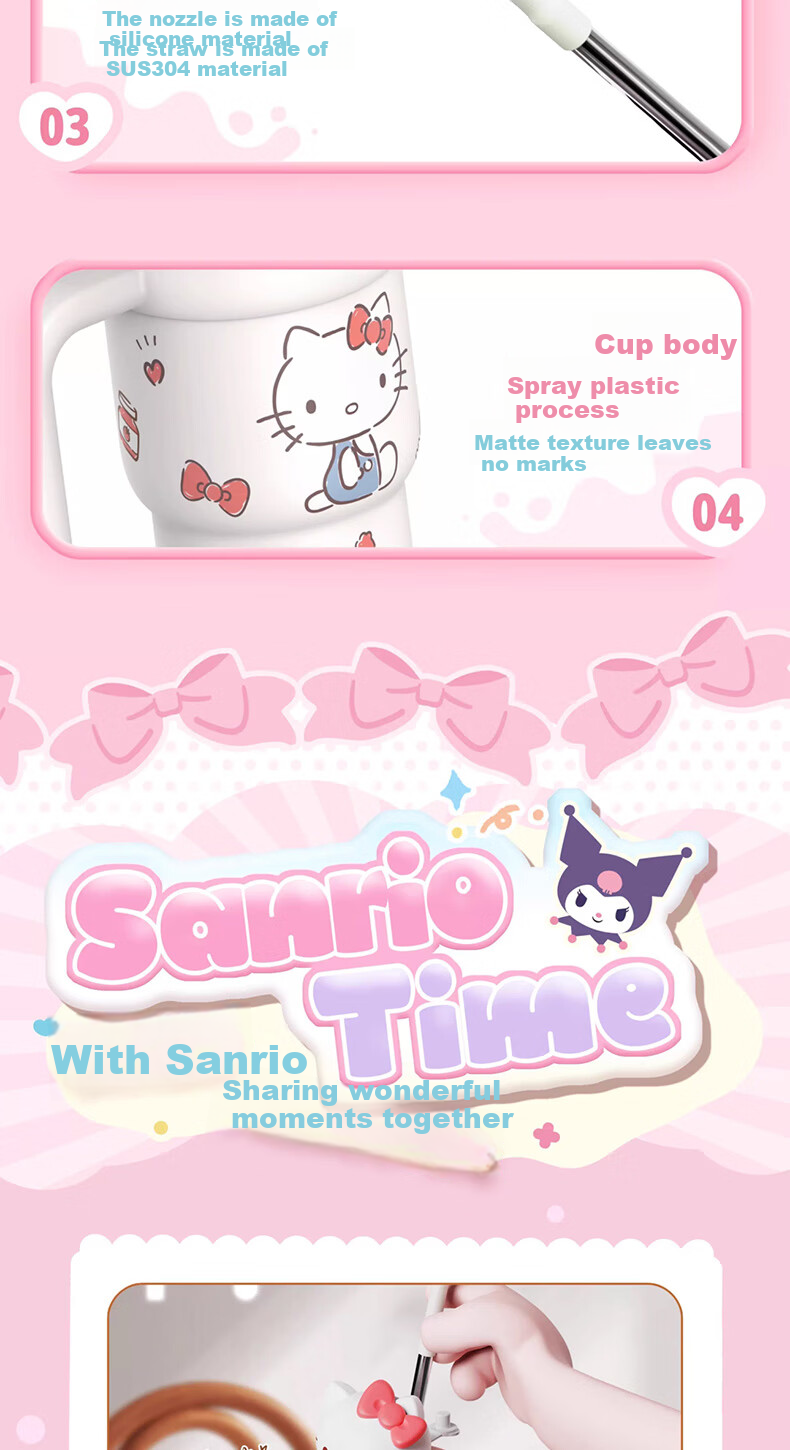 MINISO Sanrio Hello Kitty Insulated Tumbler with Plush Doll, Large Capacity 700ml Travel Mug for Home and Office 17