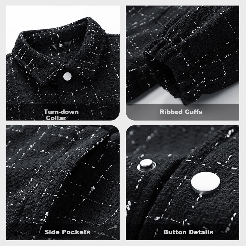 NASA GISS Men's Jacket Spring Autumn Winter Hong Kong Style Trendy Loose Versatile High-End Lapel Coat Black L