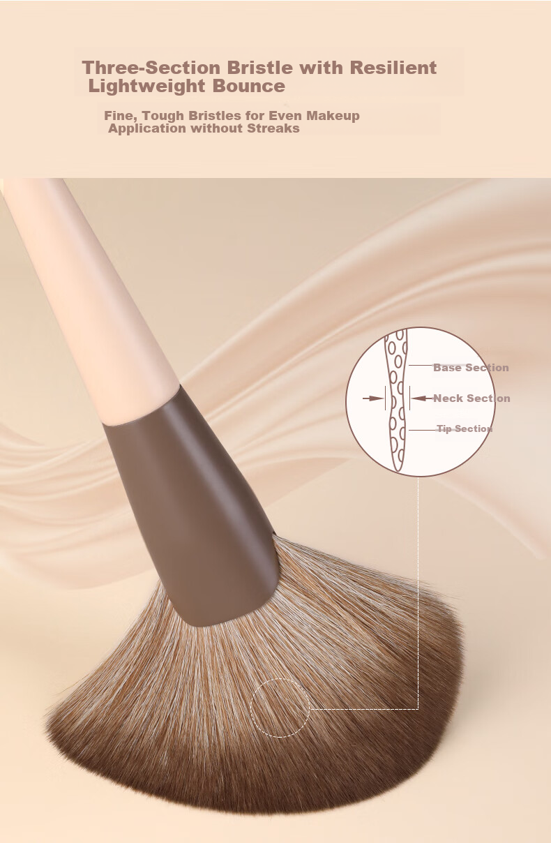 MSQ 15-Piece Milk Coffee Upgraded Animal Hair Professional Makeup Brush Set Loose Powder Brush Foundation Brush Eyeshadow Brush Holiday Gift 4