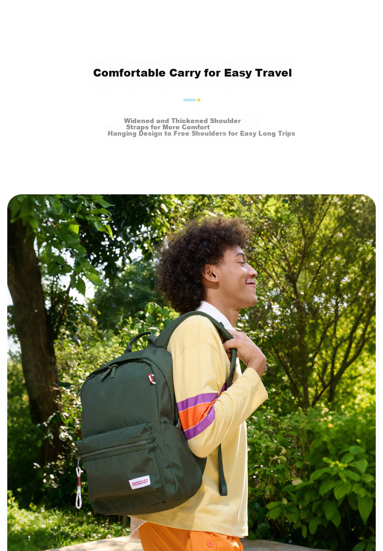 American Tourister Travel Backpack Casual Unisex School Bag High School Student Laptop Bag GT3 Olive Green 8