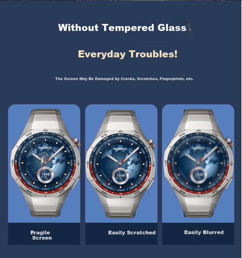 Langling [2 Pieces | Instant Adhesive] Tempered Glass Screen Protector for Huawei WATCH FIT 4 Pro, HD Scratch-Resistant, Drop-Proof, Full Coverage Watch Film for Fit4Pro 2