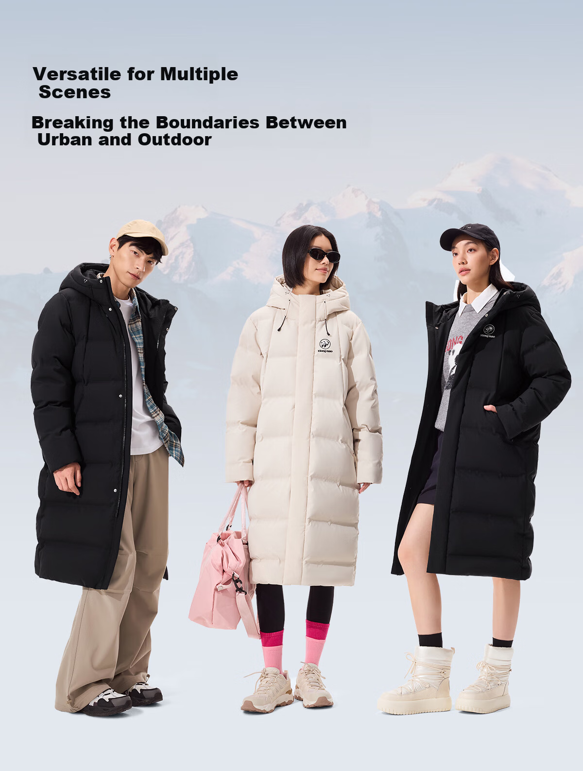 Panda Zhang Yuxi Outdoor Seamless Down Jacket Unisex Long Over-the-Knee Water-Repellent Warm Coat Autumn Winter New 13