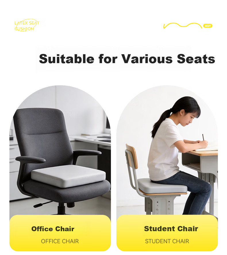 Zhiguozhe [96% Natural Latex | Imported from Thailand] Cushion Long Sitting Essential Pain-Free Office Chair Thickened Seat Pad 24