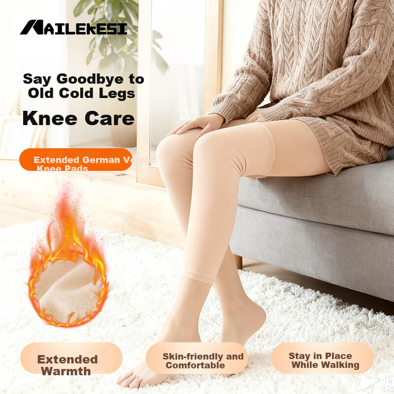 NAILEKESI N Thermal Knee Brace Extended Women's Calf Over-Knee Warmers German Velvet Leg Warmers for Cold Legs Arthritis Winter