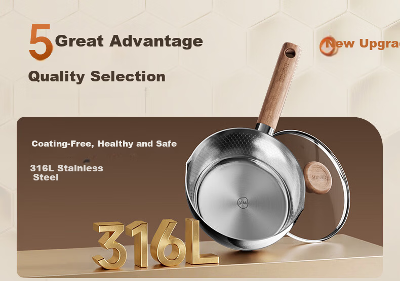 SUPOR Light Enjoy 316L Composite Steel 20cm Snow Pan Small Milk Pot JD Self-operated Stainless Steel Baby Food Pot 5