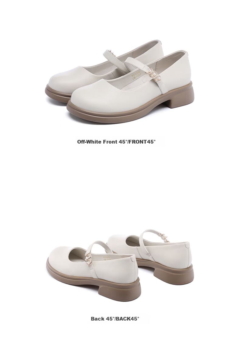Red Dragonfly Mary Jane Lolita Leather Flats Women's Shallow JK Shoes WTB152692 Off-White Size 38 10