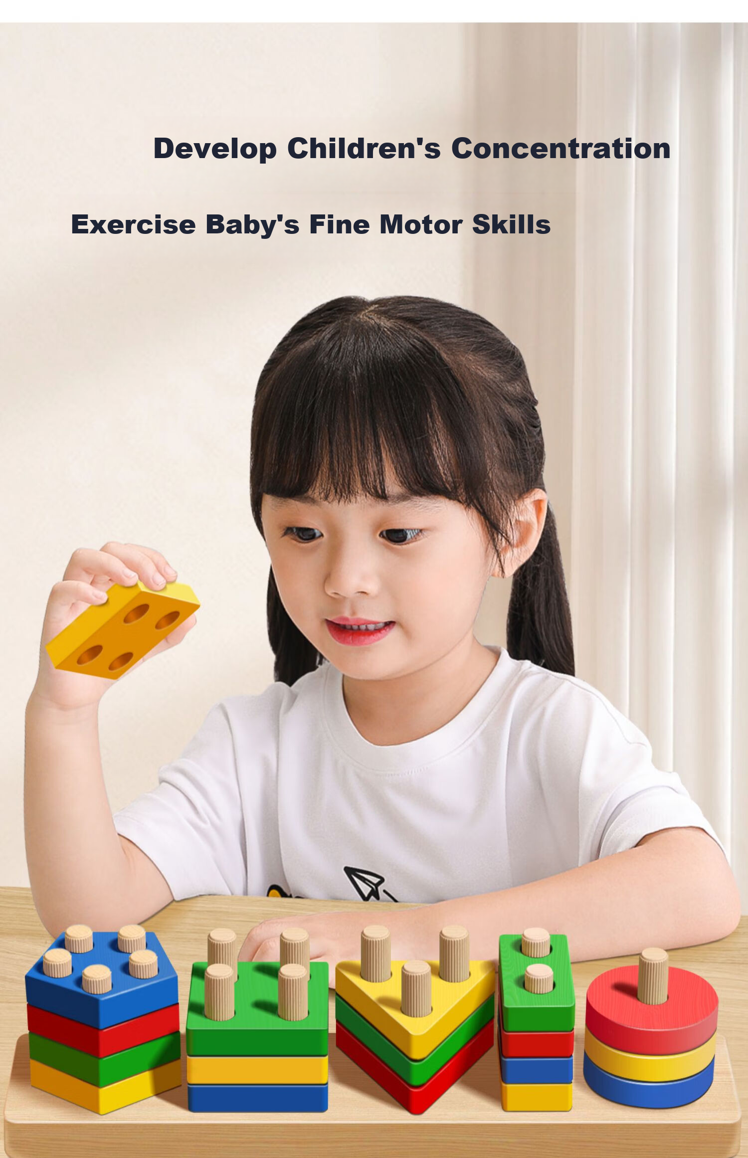 COODORA Beading Toy, String Threading, Montessori Early Education, Children's Building Blocks, Large Particles, Fine Motor Skills Training, Birthday Gift 3