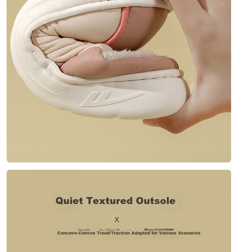 Warrior Waterproof Colorblock Easy-Clean Thick-Soled Fleece-Lined Indoor Outdoor Couple Cotton Slippers HL0717 Khaki Size 38-39 11