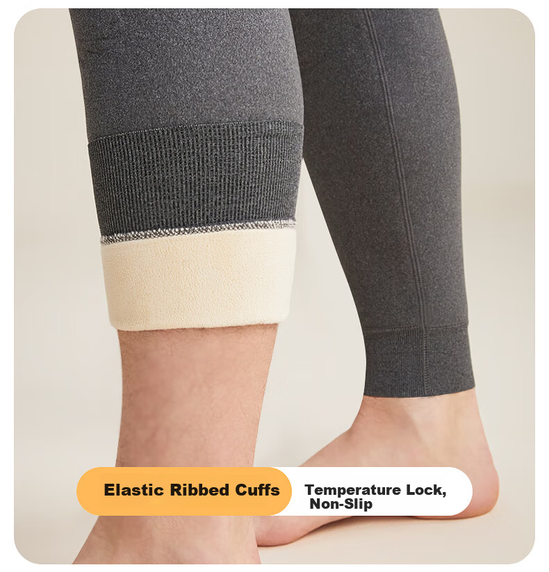 Romon Men's Thermal Pants Fleece Lined Thickened Wool Knee Protection Northeast Cotton Heated Base Layer Autumn Winter Trousers 15