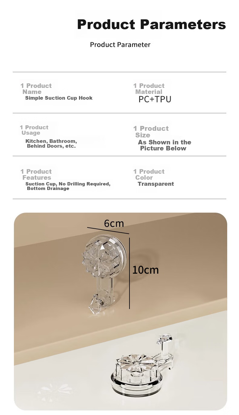 Bahainiao Vacuum Suction Cup Hook, No Drilling Required, Strong Load-Bearing, Bathroom Adhesive Hook, Door-Back Wall-Mounted Kitchen Hook 11
