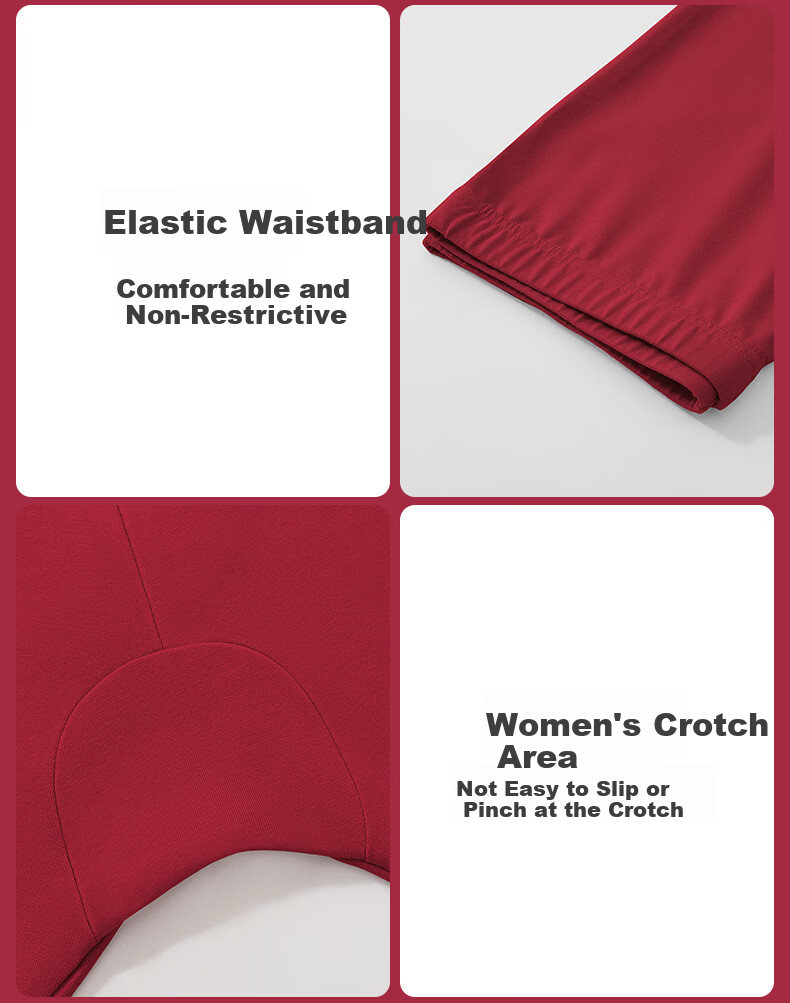 CASENLAND Women's Thermal Underwear Pure Cotton Red Base Layer Plus Size Autumn Top and Bottom Set 14