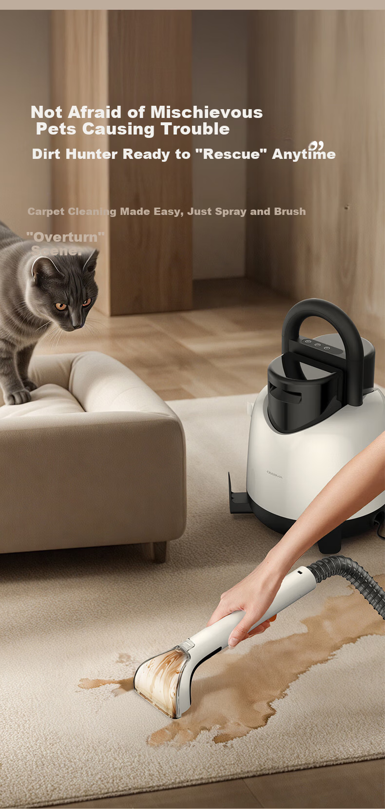Deerma BY100S Fabric Cleaning Machine Multifunctional Vacuum and Spray Extractor for Home Carpet Curtain Sofa Cleaning 5