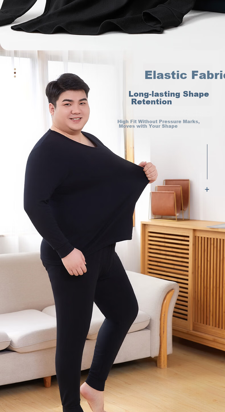 LangSha Plus Size Autumn Underwear Set for Men, Extra Large Size, 100% Cotton, Loose-Fitting Thin Warm Underwear for Chubby Me 8