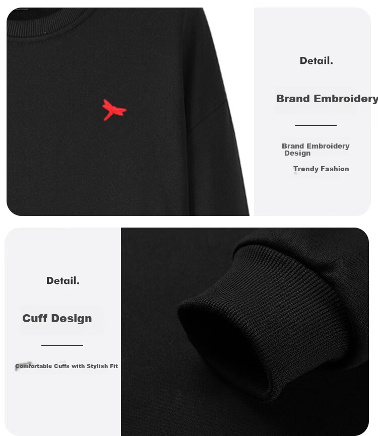 RED DRAGONFLY Men's Fleece-Lined Casual Comfortable Versatile Embroidered Crew Neck Long Sleeve Sweatshirt Heather Gray L 2