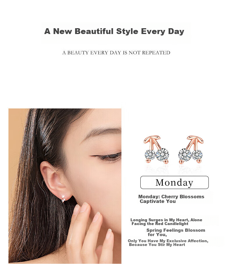 Qijun Light Luxury Weekly Stud Earrings for Women Elegant Commuter Earrings Set 520 Gift for Girlfriend Wife 6