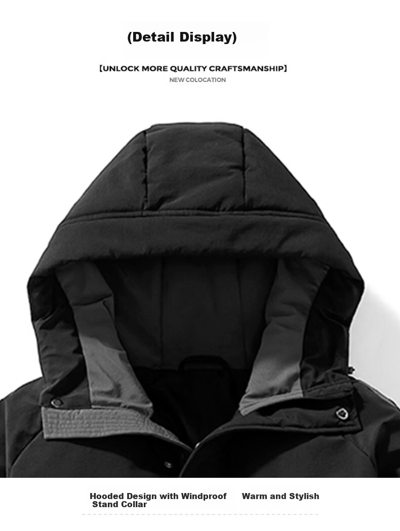 Warrior Cotton Jacket for Men with Hood, Thickened Warm Coat, Winter Fashion Brand Puffer Jacket, Casual Versatile Cotton Clothing for Me 10
