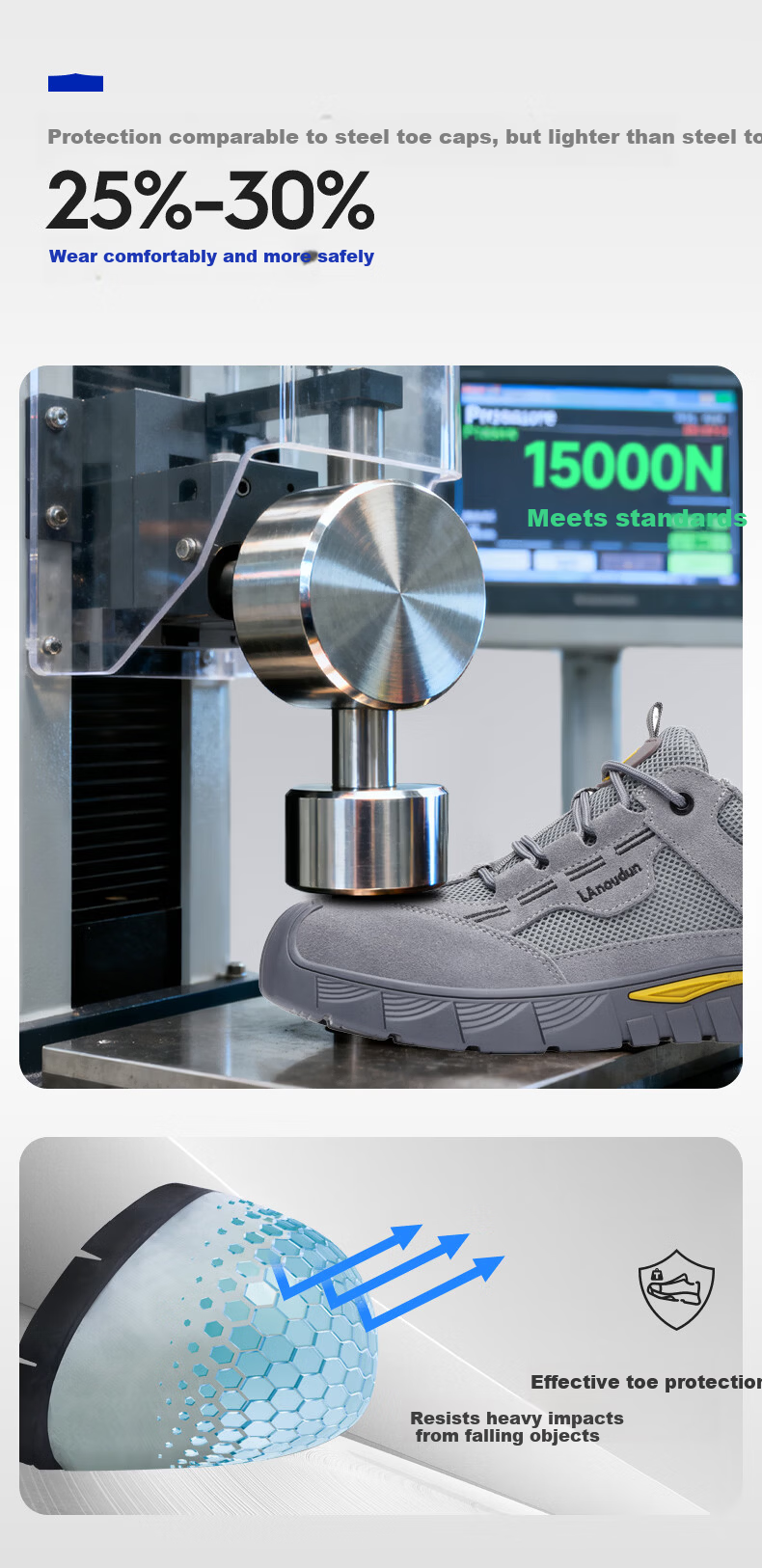 BlueOwlShield Men's Summer Breathable Electrician Insulated 10KV Anti-Smash Anti-Puncture Toe Work Shoes D0266TKV Size 41 7