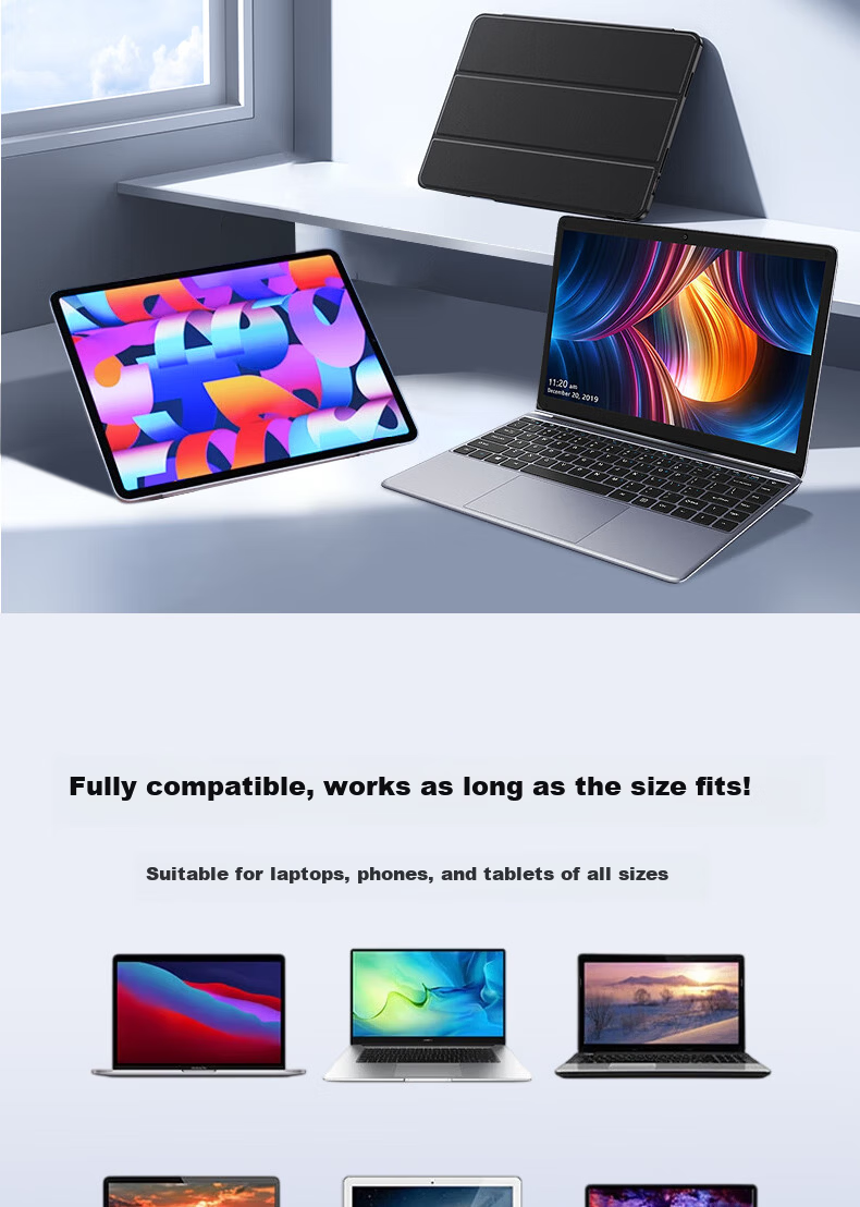 JPLAYER Laptop Stand, Zinc Alloy Portable Folding Cooling Riser, Mini Keyboard Backrest, Single-Level Support Foot Stand for Apple Computers, Silver Color 9