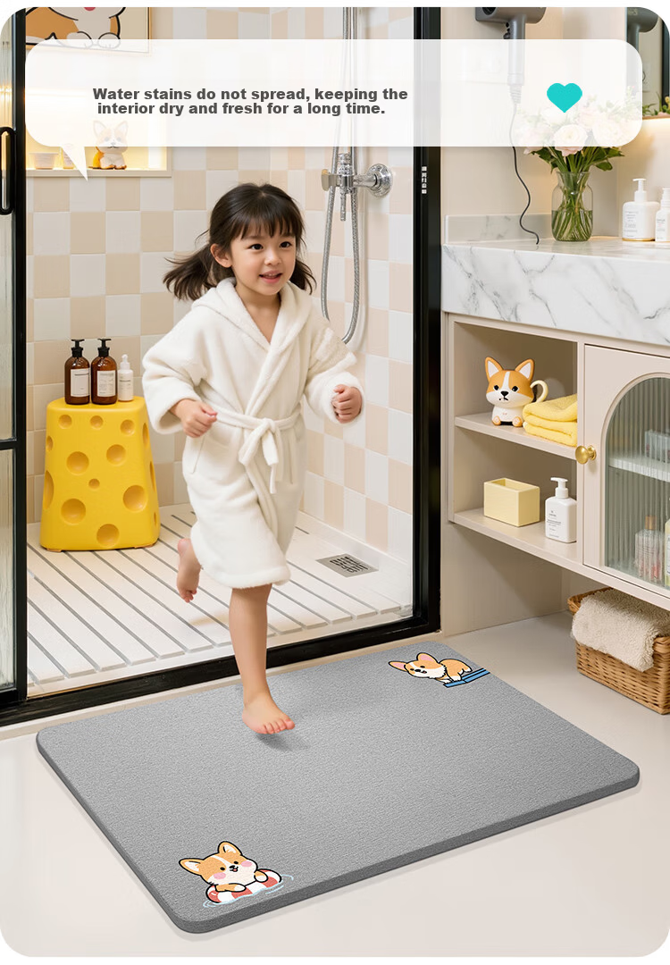 Dajiang Hard Diatom Mud Water-Absorbent Bath Mat Non-Slip Bathroom Door Toilet Floor Mat 39x60cm 3