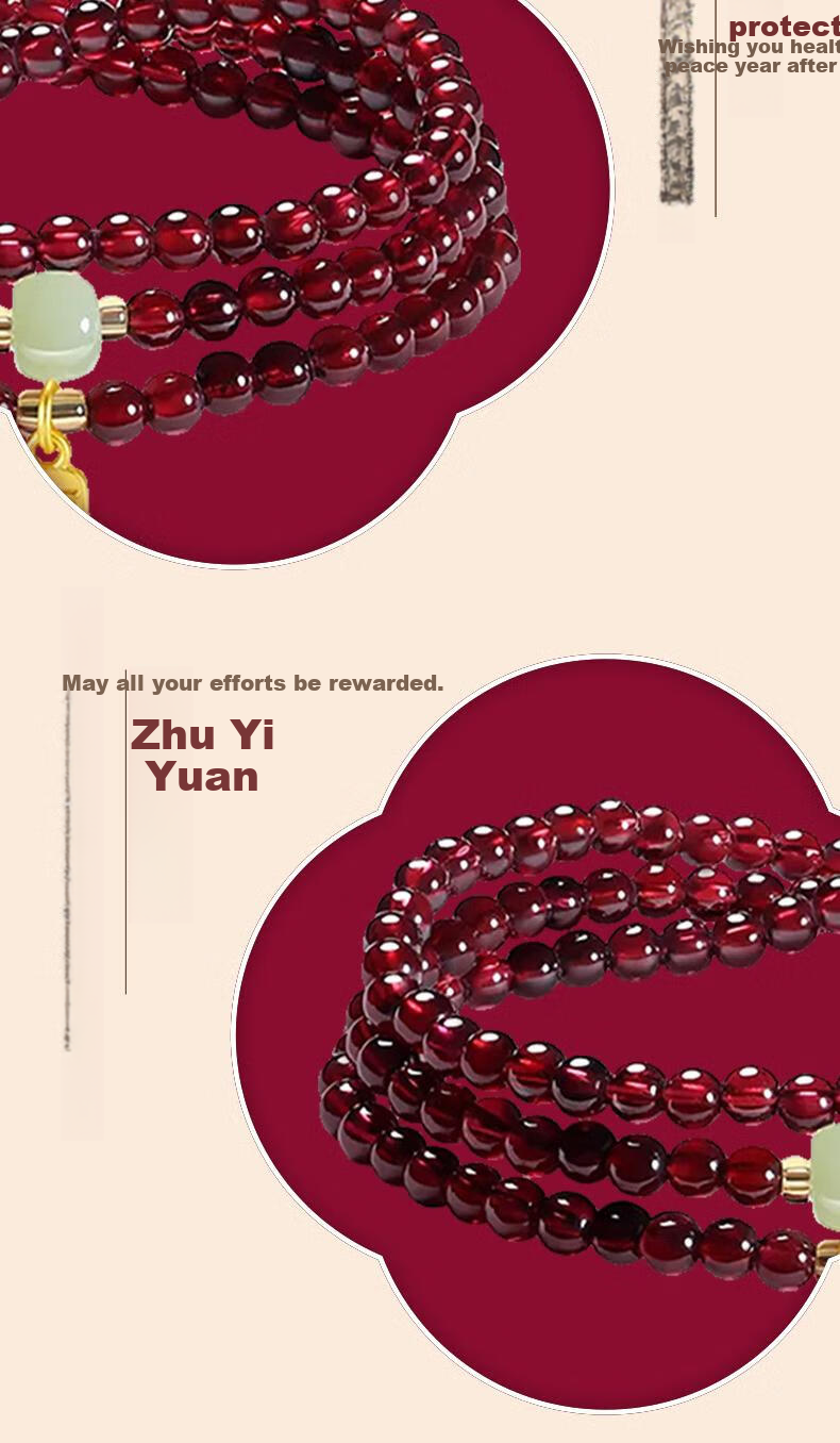 Zhenshangyin Chinese Gold Garnet Silver Bracelet And Hetian Jade Bracelet Birthday Gift for Girlfriend, Wife, Or Mother S925 4