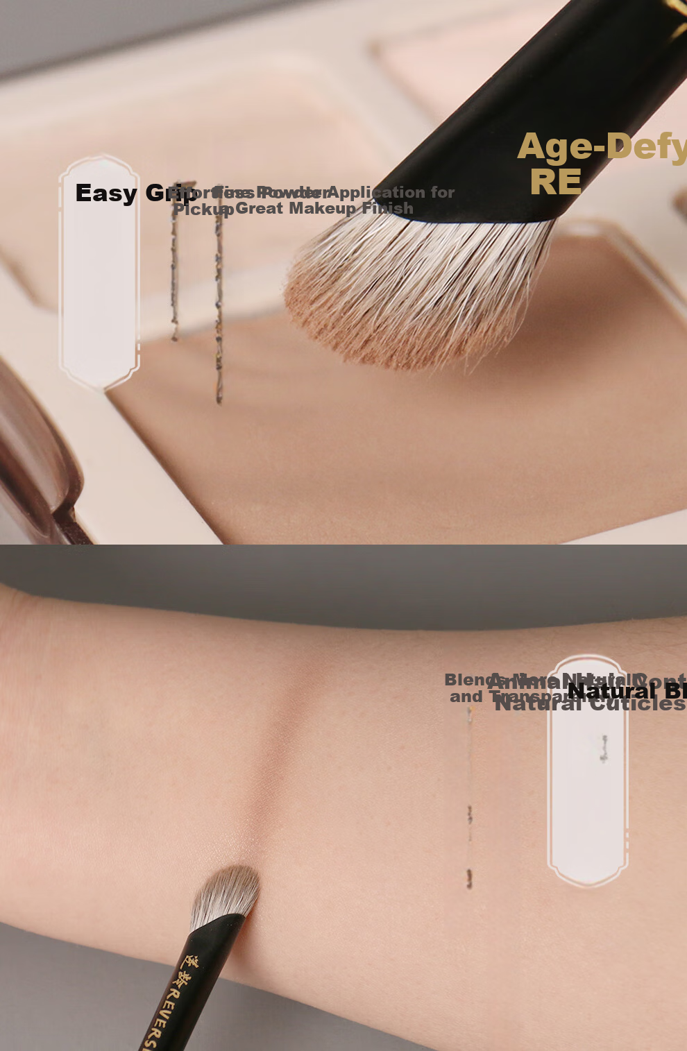 REVERSE Anti-Aging Sandalwood T09 Angled Nose Contour Brush Soft Animal Hair Slanted Head Beginner Portable Flat Makeup Brush 5